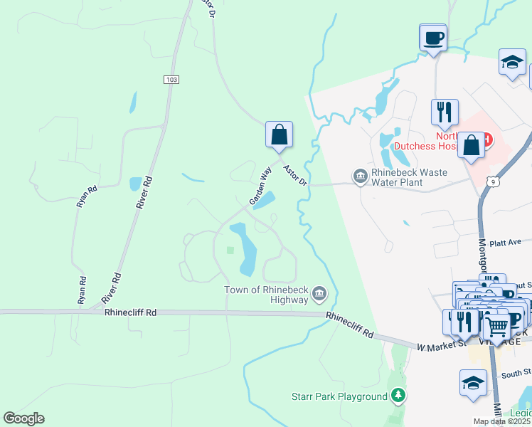 map of restaurants, bars, coffee shops, grocery stores, and more near 206 Cinnamon Circle in Rhinebeck