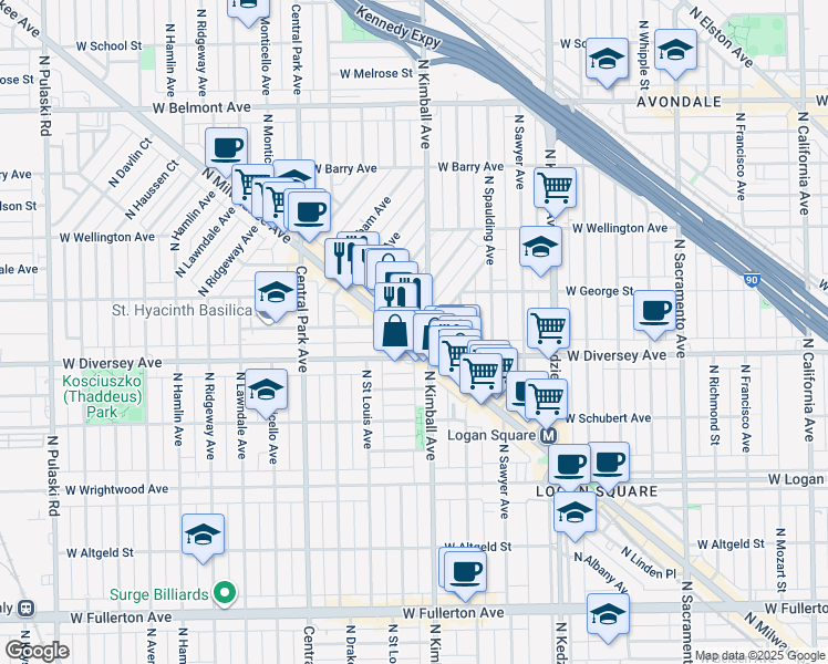 map of restaurants, bars, coffee shops, grocery stores, and more near in Chicago