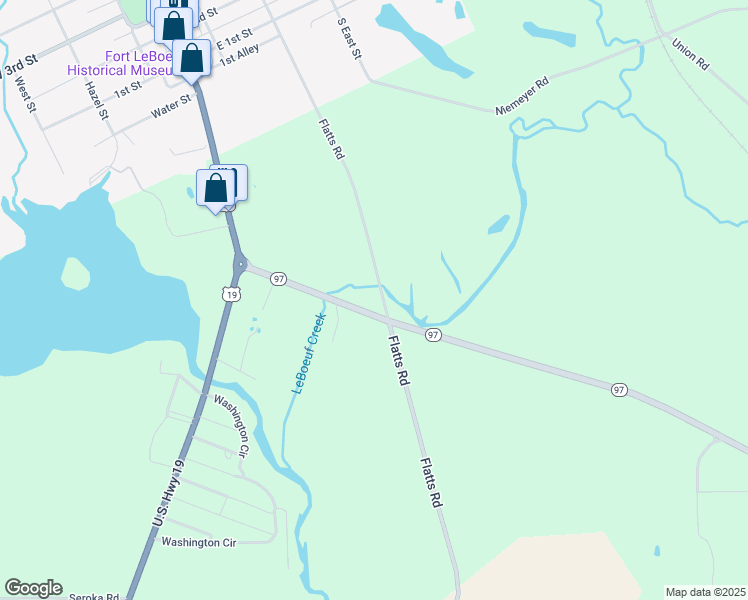 map of restaurants, bars, coffee shops, grocery stores, and more near 174 U.S. 19 in Waterford