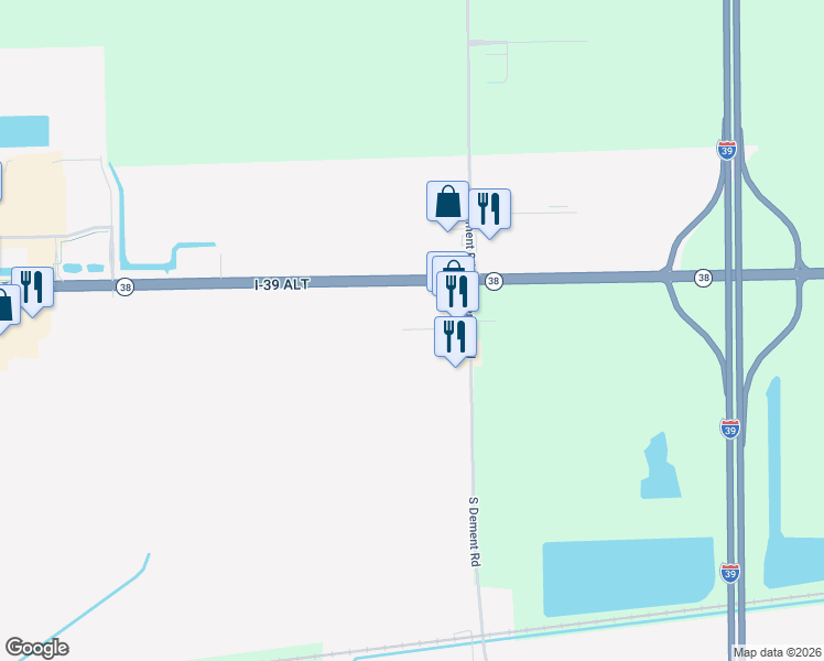 map of restaurants, bars, coffee shops, grocery stores, and more near 890 Illinois 38 in Rochelle