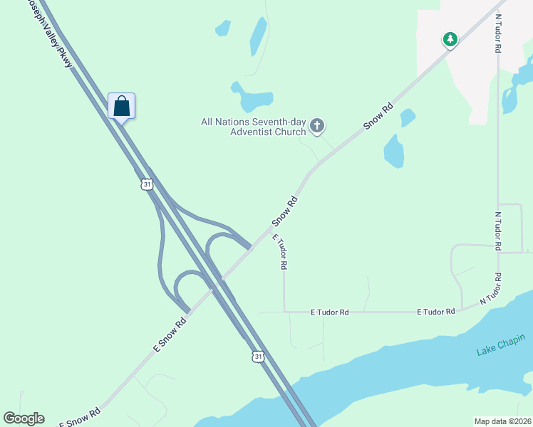 map of restaurants, bars, coffee shops, grocery stores, and more near 4146 East Snow Road in Berrien Springs