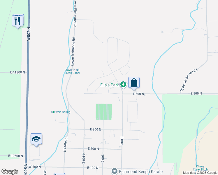 map of restaurants, bars, coffee shops, grocery stores, and more near 213 East 535 North in Richmond