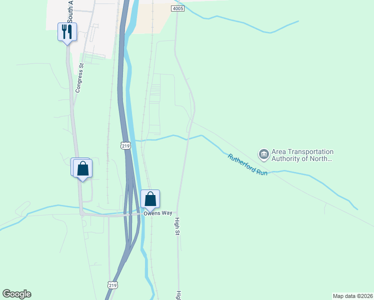 map of restaurants, bars, coffee shops, grocery stores, and more near 557 High Street in Bradford
