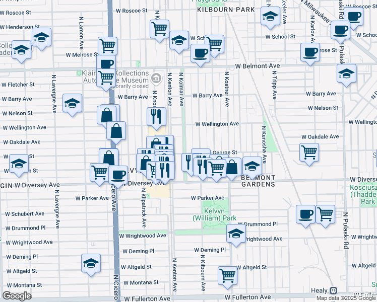 map of restaurants, bars, coffee shops, grocery stores, and more near in Chicago