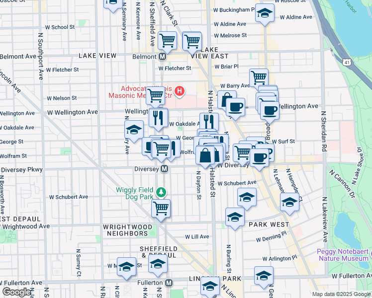 map of restaurants, bars, coffee shops, grocery stores, and more near in Chicago