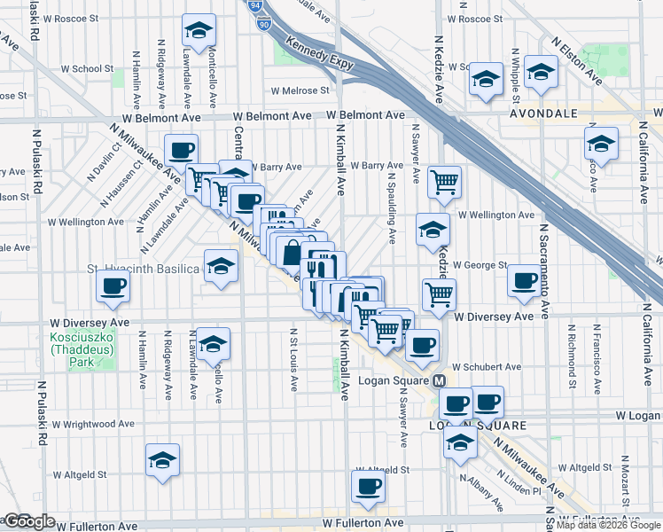 map of restaurants, bars, coffee shops, grocery stores, and more near in Chicago