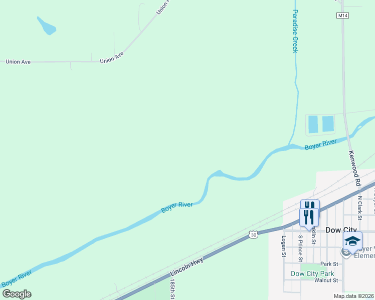 map of restaurants, bars, coffee shops, grocery stores, and more near in Dow City