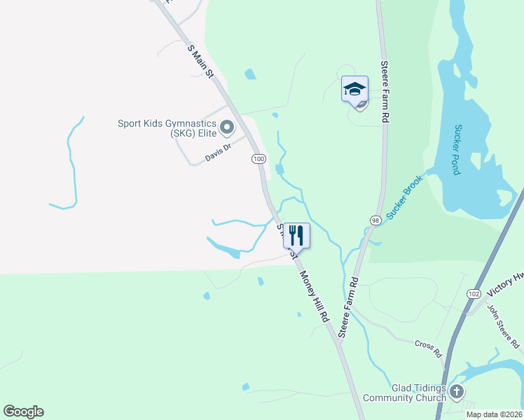 map of restaurants, bars, coffee shops, grocery stores, and more near 1095 South Main Street in Burrillville