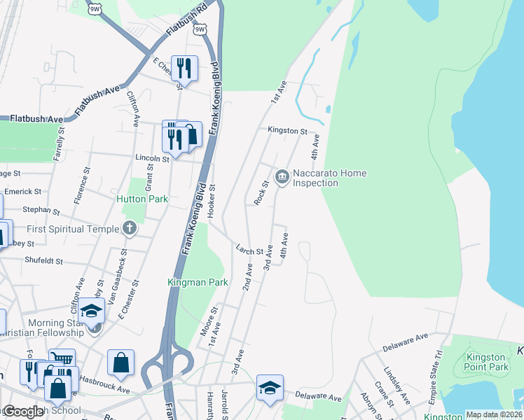 map of restaurants, bars, coffee shops, grocery stores, and more near 227-231 3rd Avenue in Kingston
