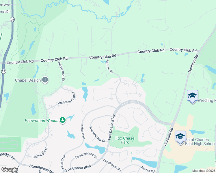 map of restaurants, bars, coffee shops, grocery stores, and more near 35 Aintree Road in St. Charles