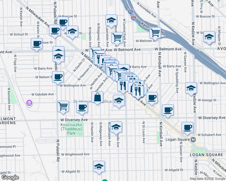 map of restaurants, bars, coffee shops, grocery stores, and more near in Chicago