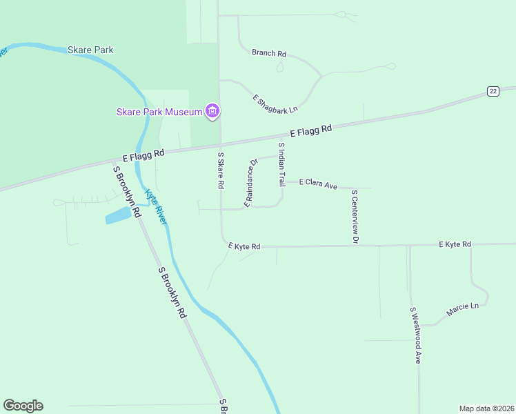 map of restaurants, bars, coffee shops, grocery stores, and more near 5872 S Indian Trail in Rochelle