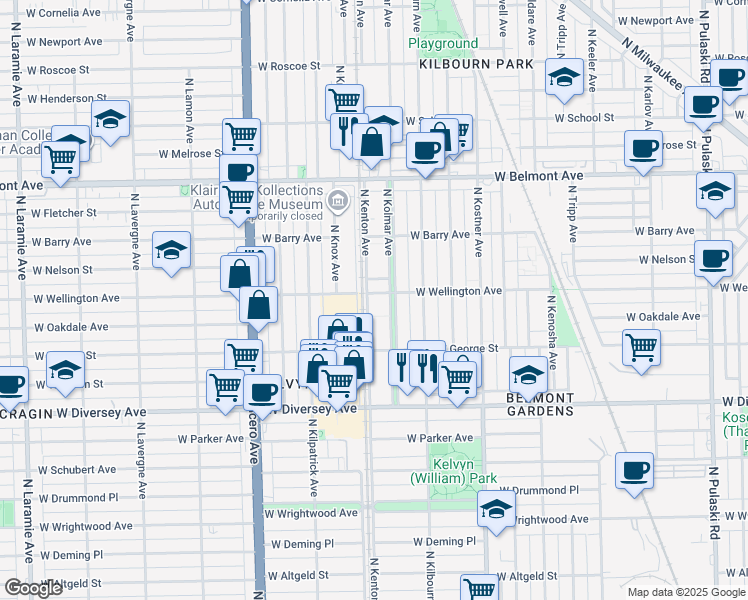 map of restaurants, bars, coffee shops, grocery stores, and more near in Chicago
