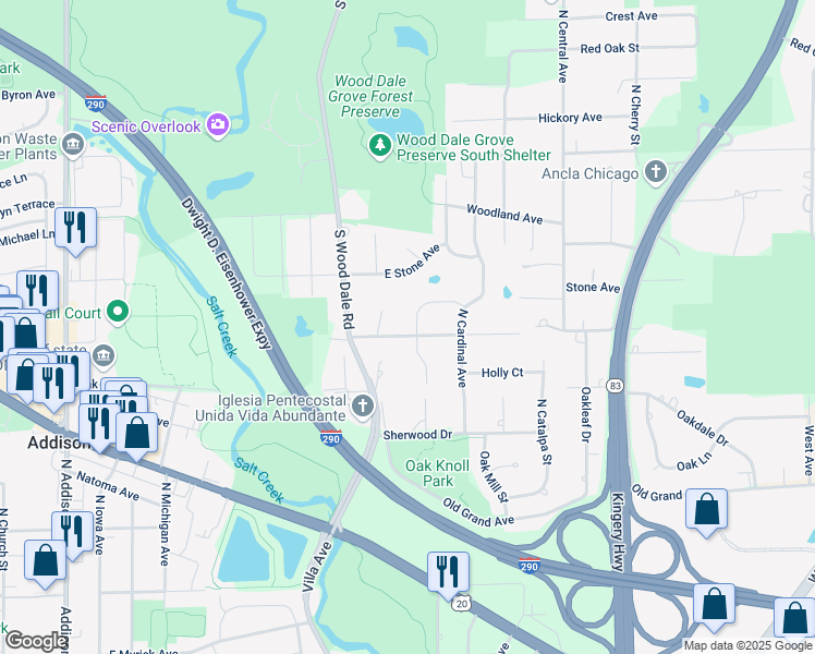 map of restaurants, bars, coffee shops, grocery stores, and more near 498 East Belmont Avenue in Addison