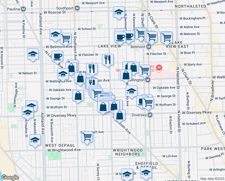 map of restaurants, bars, coffee shops, grocery stores, and more near in Chicago