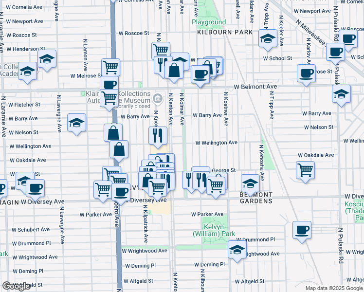 map of restaurants, bars, coffee shops, grocery stores, and more near in Chicago