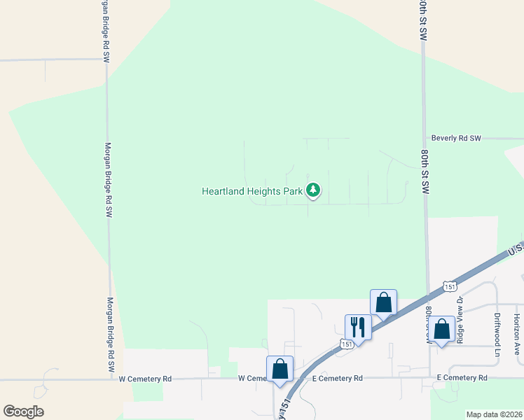 map of restaurants, bars, coffee shops, grocery stores, and more near 1377 Heartland Street in Fairfax