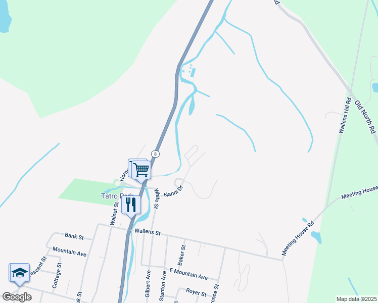 map of restaurants, bars, coffee shops, grocery stores, and more near 447 North Main Street in Winsted