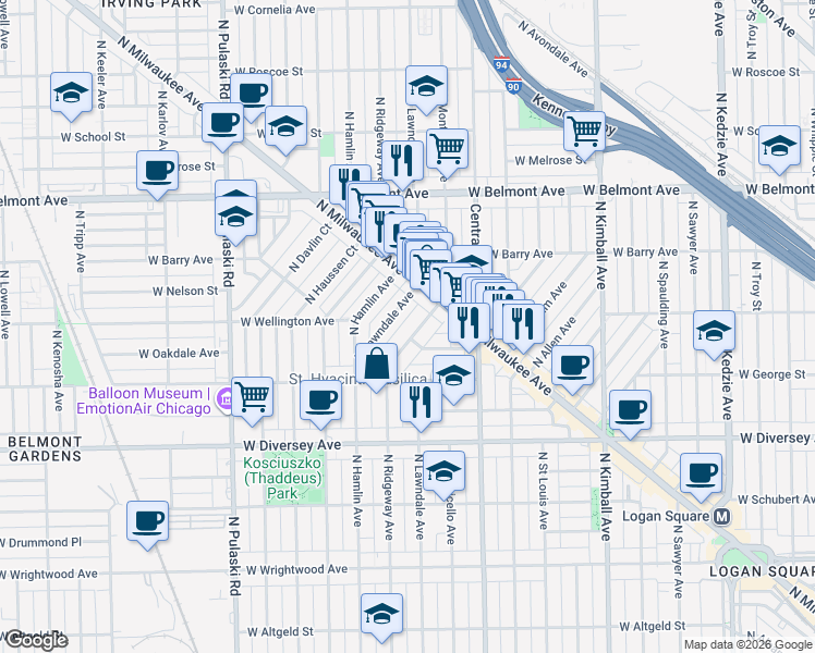 map of restaurants, bars, coffee shops, grocery stores, and more near in Chicago