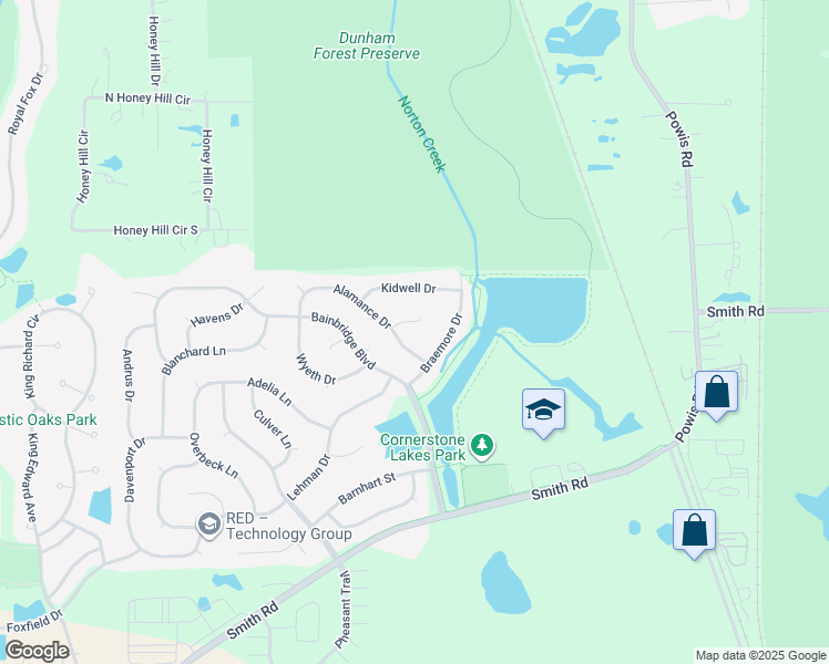 map of restaurants, bars, coffee shops, grocery stores, and more near 2324 Challen Ct in West Chicago