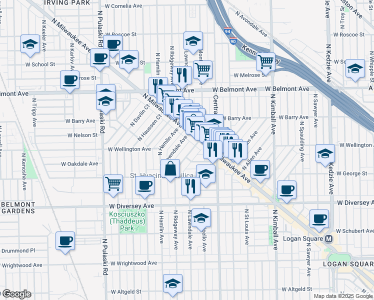 map of restaurants, bars, coffee shops, grocery stores, and more near in Chicago