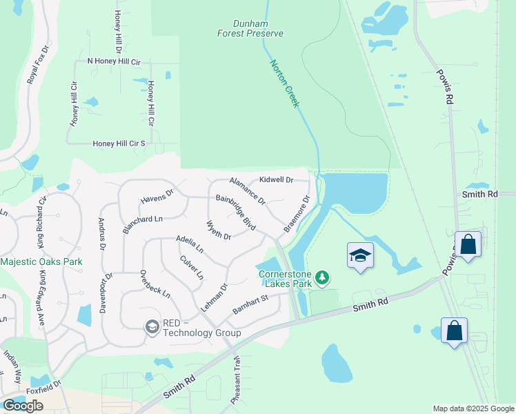 map of restaurants, bars, coffee shops, grocery stores, and more near 2374 Alamance Drive in West Chicago