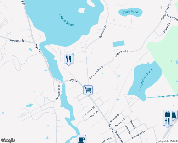 map of restaurants, bars, coffee shops, grocery stores, and more near 35 Scadding St in Taunton