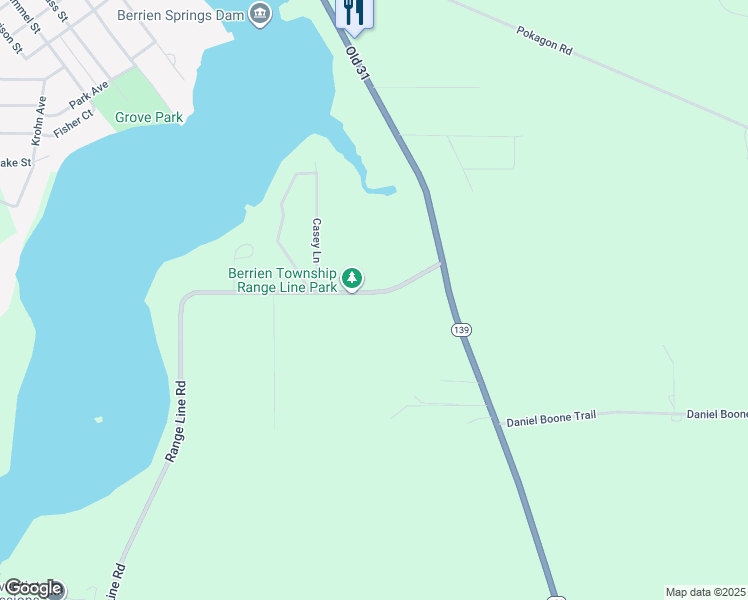 map of restaurants, bars, coffee shops, grocery stores, and more near 10115 Range Line Road in Berrien Springs