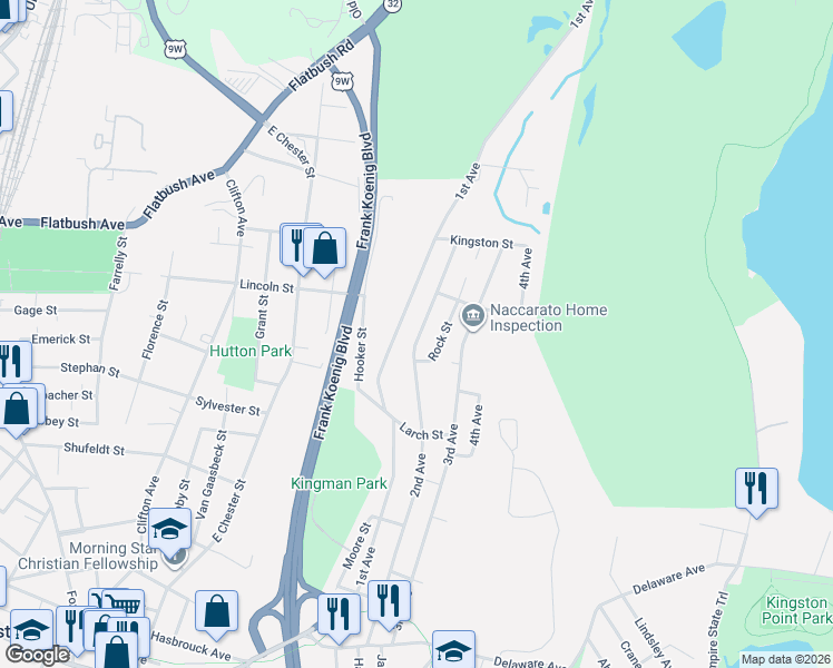 map of restaurants, bars, coffee shops, grocery stores, and more near 271 2nd Ave in Kingston