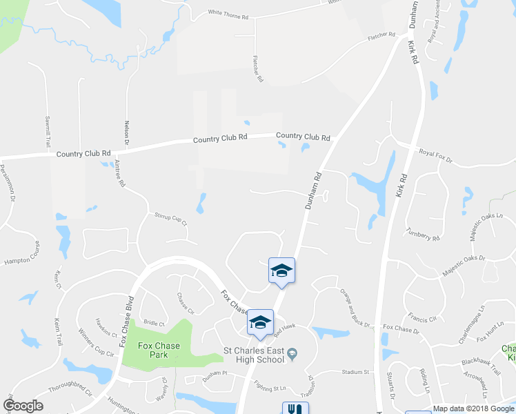 map of restaurants, bars, coffee shops, grocery stores, and more near 12 Squire Lane in St. Charles