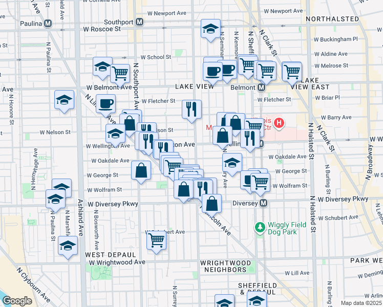 map of restaurants, bars, coffee shops, grocery stores, and more near in Chicago