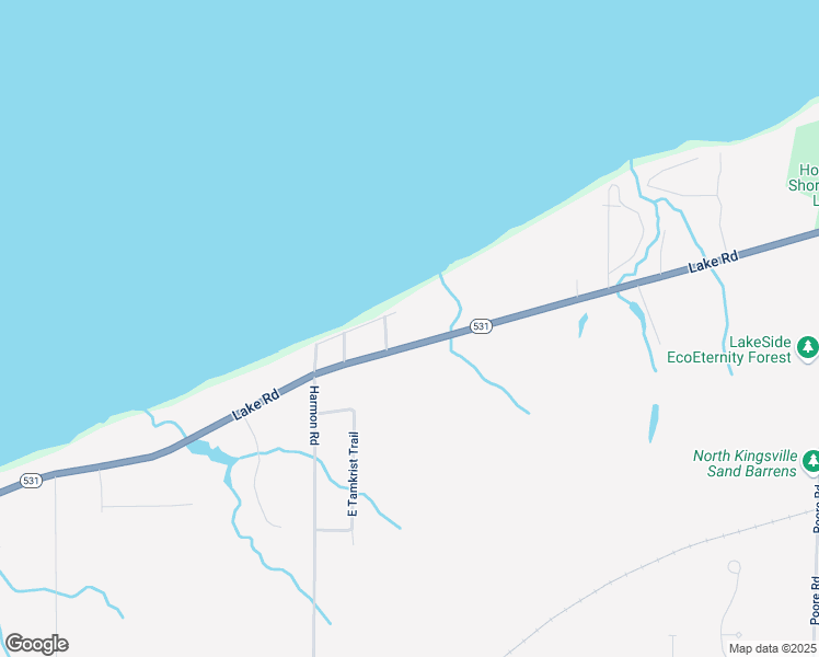 map of restaurants, bars, coffee shops, grocery stores, and more near 3455 Lake Road in Conneaut