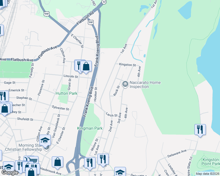 map of restaurants, bars, coffee shops, grocery stores, and more near 271 2nd Ave in Kingston