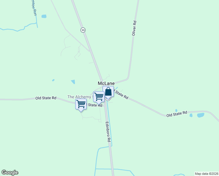 map of restaurants, bars, coffee shops, grocery stores, and more near 4960 Old State Rd in Edinboro