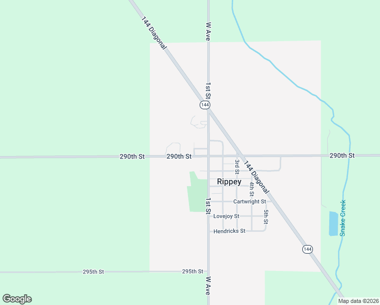 map of restaurants, bars, coffee shops, grocery stores, and more near 102 West 2nd Street in Rippey