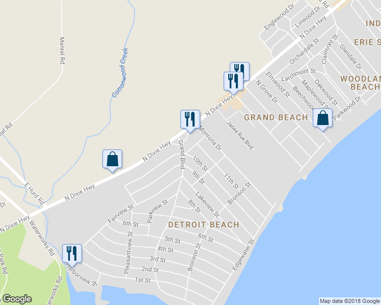 map of restaurants, bars, coffee shops, grocery stores, and more near 2626 Lamphere Street in Monroe