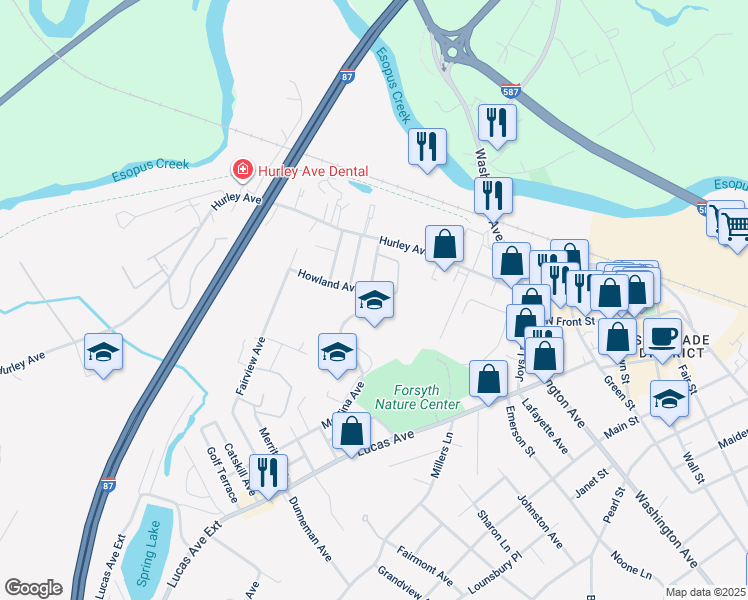map of restaurants, bars, coffee shops, grocery stores, and more near Tindale Pl in Kingston