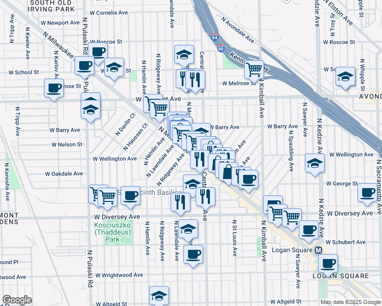 map of restaurants, bars, coffee shops, grocery stores, and more near in Chicago