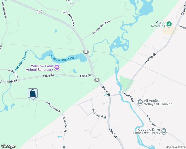 map of restaurants, bars, coffee shops, grocery stores, and more near 627 Taunton Avenue in Taunton