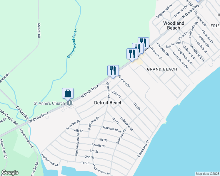 map of restaurants, bars, coffee shops, grocery stores, and more near 2626 Lamphere Street in Monroe