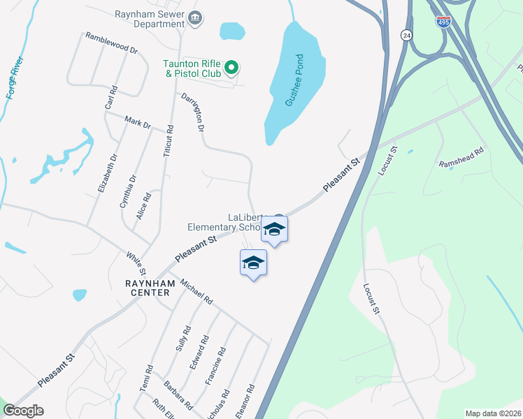 map of restaurants, bars, coffee shops, grocery stores, and more near 780 Pleasant Street in Raynham
