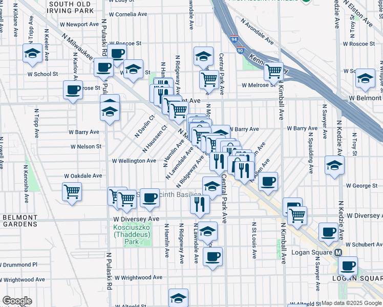 map of restaurants, bars, coffee shops, grocery stores, and more near in Chicago