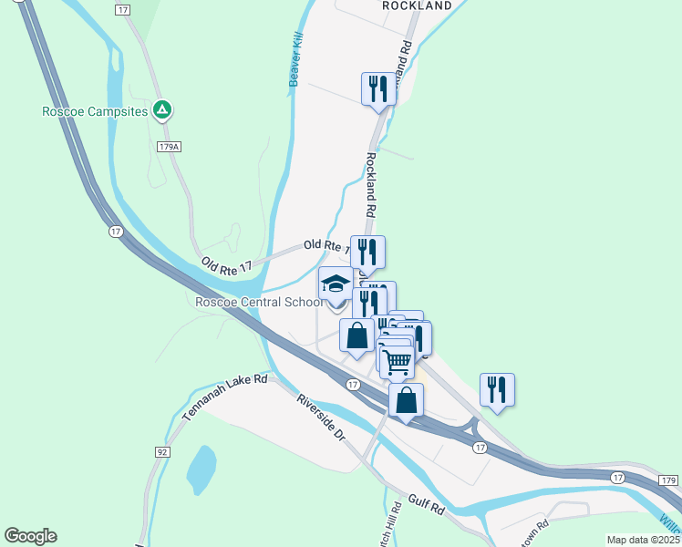 map of restaurants, bars, coffee shops, grocery stores, and more near 10 Church Avenue in Roscoe