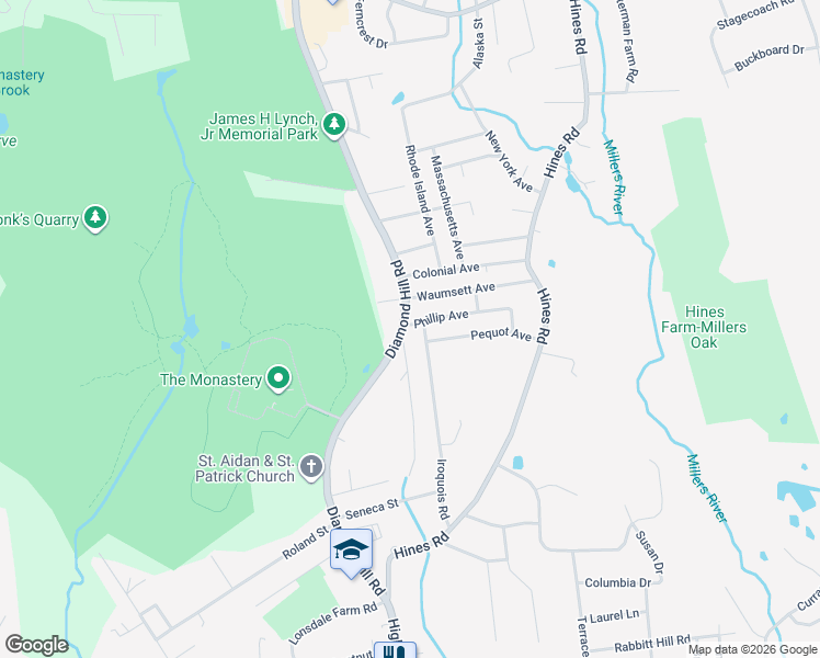 map of restaurants, bars, coffee shops, grocery stores, and more near 210 Iroquois Road in Cumberland