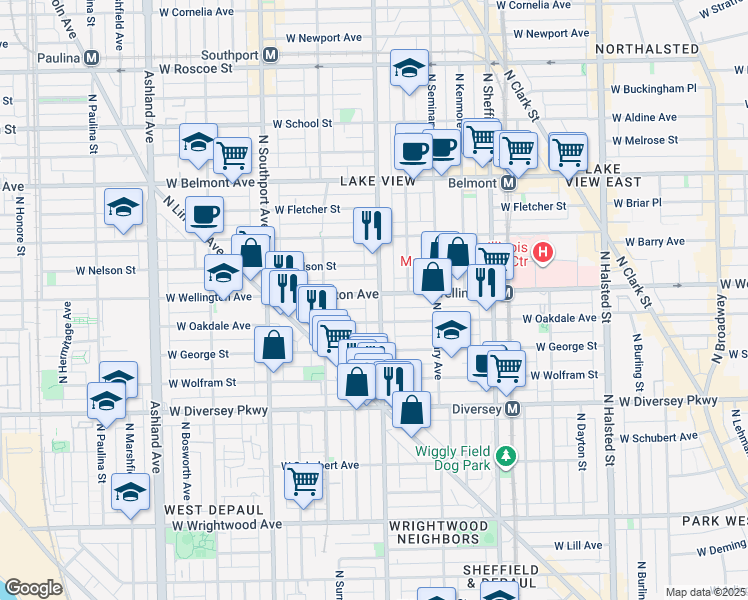 map of restaurants, bars, coffee shops, grocery stores, and more near in Chicago