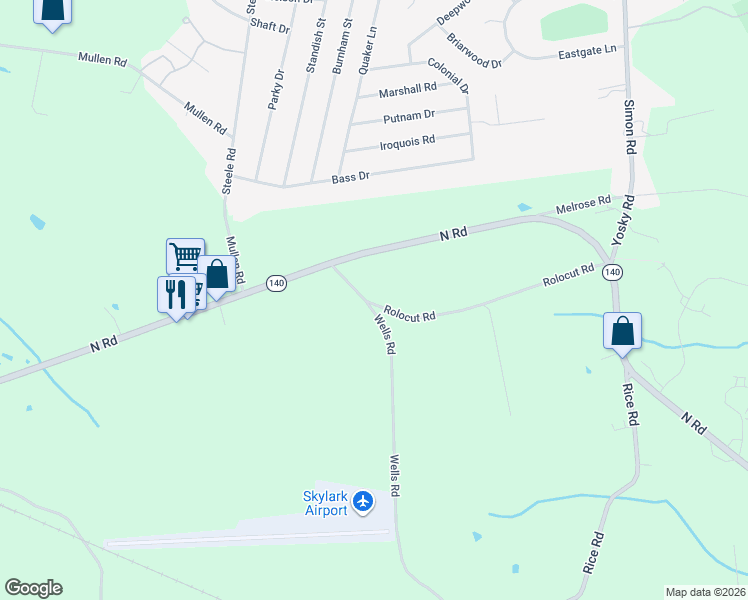 map of restaurants, bars, coffee shops, grocery stores, and more near 3 Rolocut Road in East Windsor