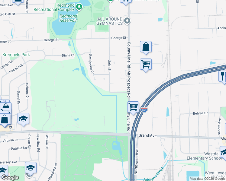 map of restaurants, bars, coffee shops, grocery stores, and more near 804 East Belmont Avenue in Bensenville