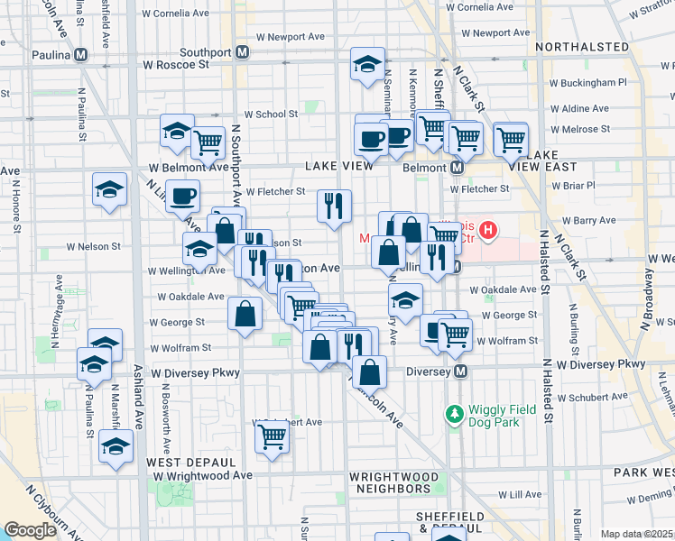 map of restaurants, bars, coffee shops, grocery stores, and more near in Chicago