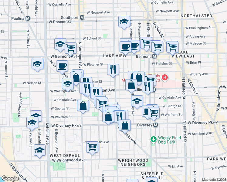 map of restaurants, bars, coffee shops, grocery stores, and more near in Chicago