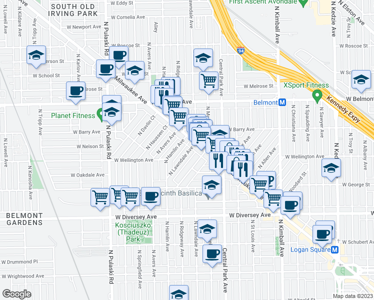 map of restaurants, bars, coffee shops, grocery stores, and more near in Chicago